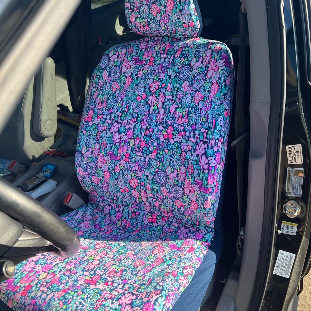 Lilly Floral Car Seat Cover - Pink and Blue